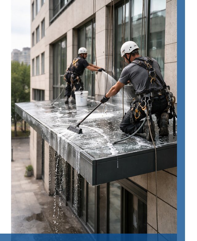 Мойка козырьков и навесов в Якутске от 3645 р. | ВЫСОТНИК-Ктс