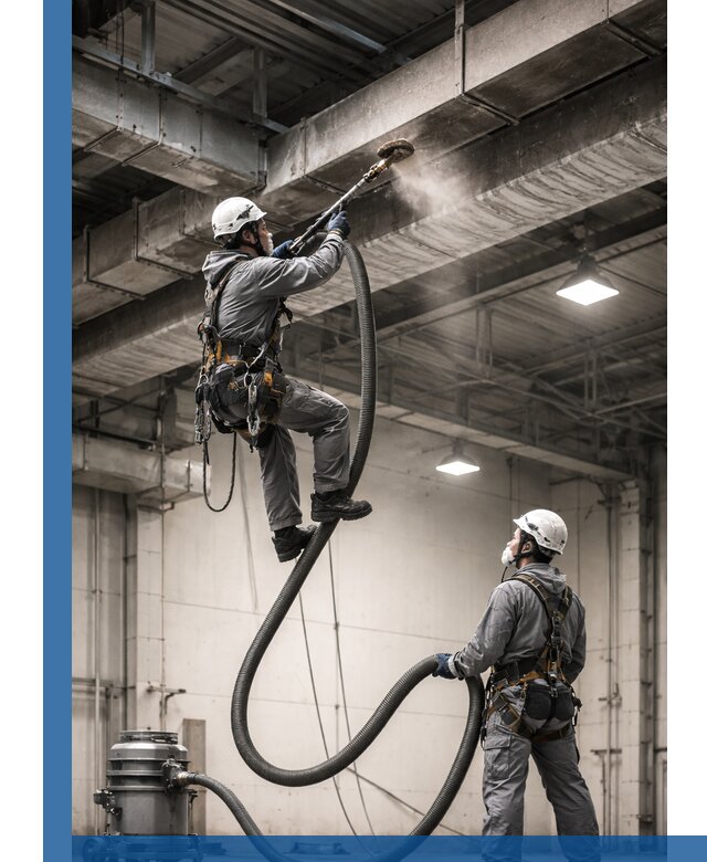 Обеспыливание потолочных конструкций в Якутске промышленным альпинизмом