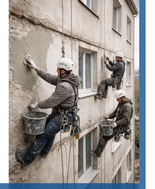 Ремонт штукатурного фасада в Якутске от 781 р. под ключ | ВЫСОТНИК-Ктс