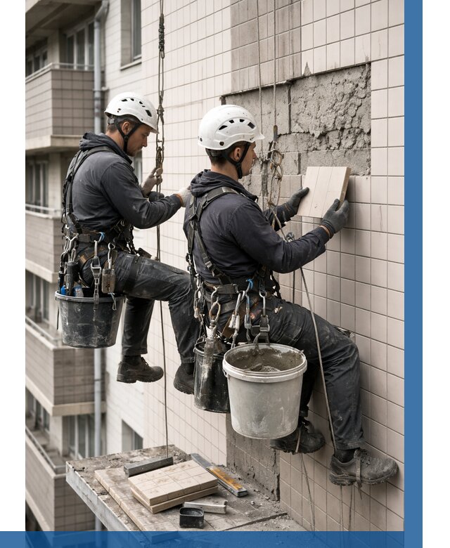 Ремонт облицовки фасада плиткой в Якутске от 1875 р. | ВЫСОТНИК-Ктс