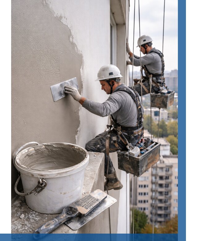 Шпаклевка фасада на высоте в Якутске от 729 р. | ВЫСОТНИК-Ктс