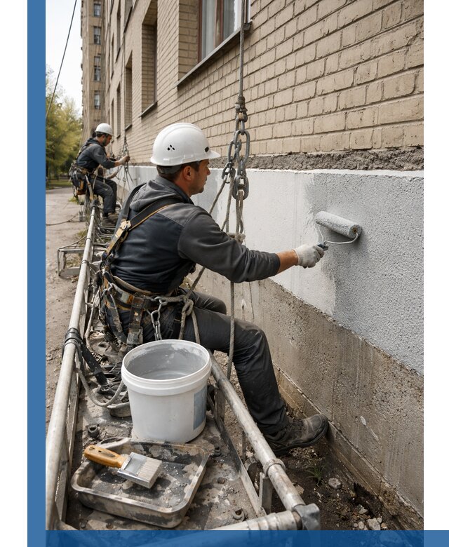 Окраска цоколя здания в Якутске профессионально и надежно
