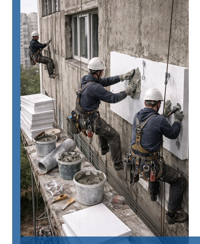 Утепление фасада пенополистиролом в Якутске под ключ