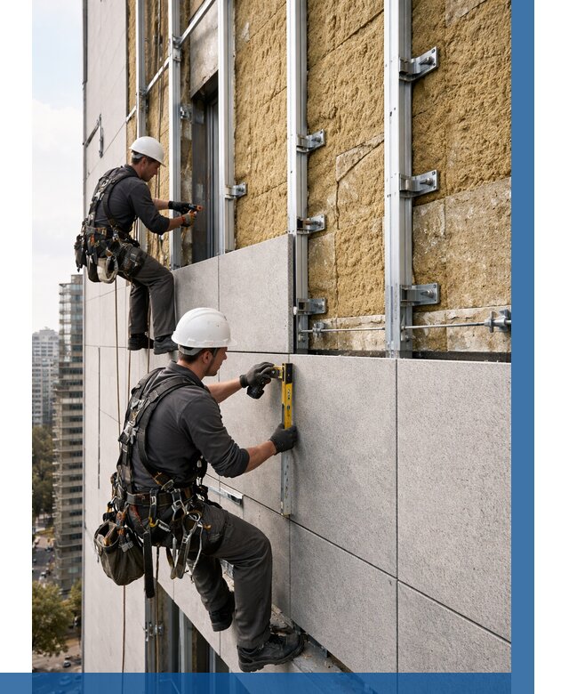 Монтаж вентилируемого фасада в Якутске от 3645 р. | ВЫСОТНИК-Ктс