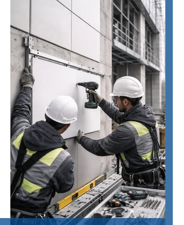 Монтаж композитных панелей фасада в Якутске от 2604 р. | ВЫСОТНИК-Ктс