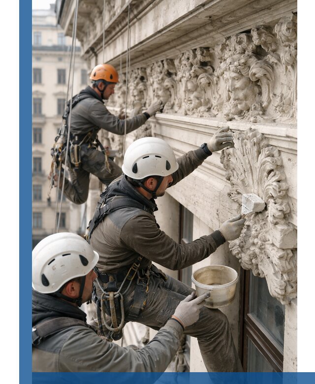 Реставрация фасадной лепнины с высотными работами в Якутске