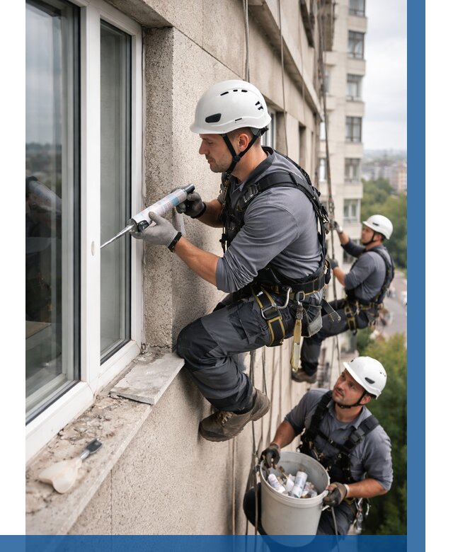 Герметизация оконных швов снаружи в Якутске от 1562 р. | ВЫСОТНИК-Ктс