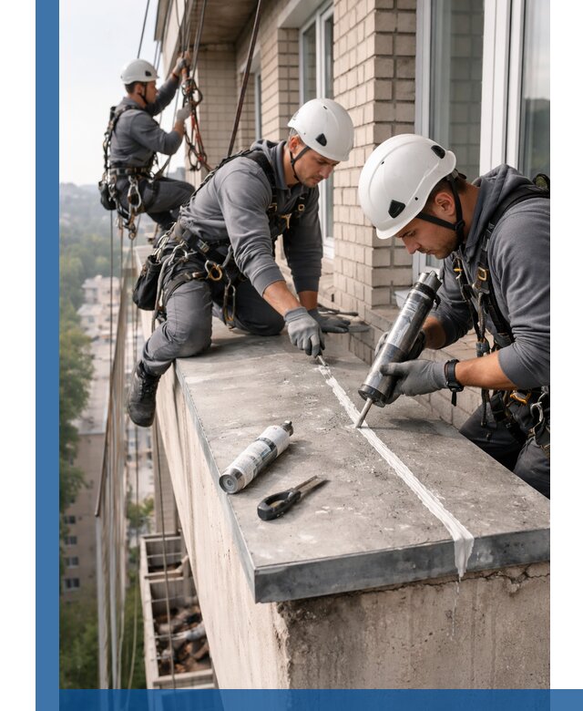 Герметизация балконного козырька в Якутске профессионально