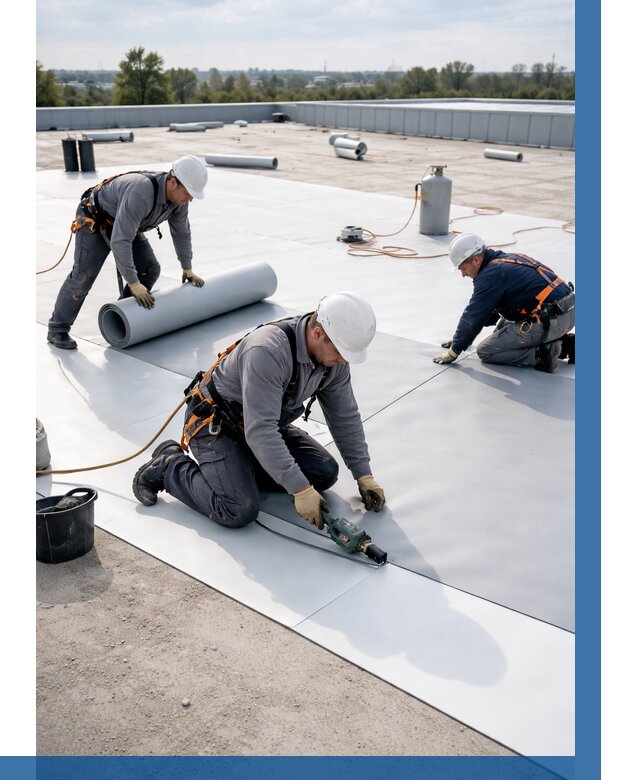 Монтаж мембранной кровли под ключ в Якутске от 1250 р. | ВЫСОТНИК-Ктс