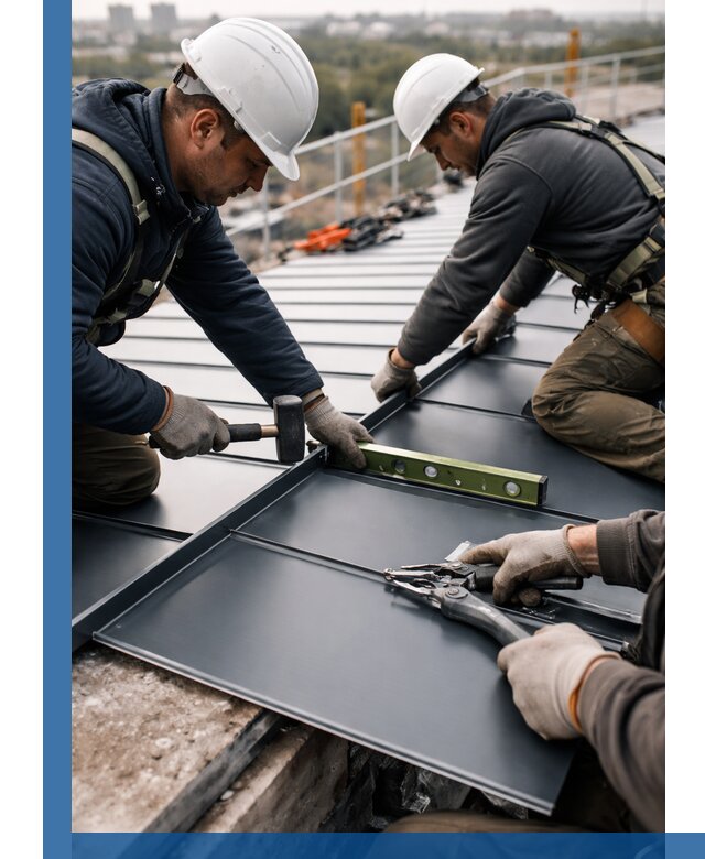 Монтаж фальцевой кровли в Якутске для промышленных зданий