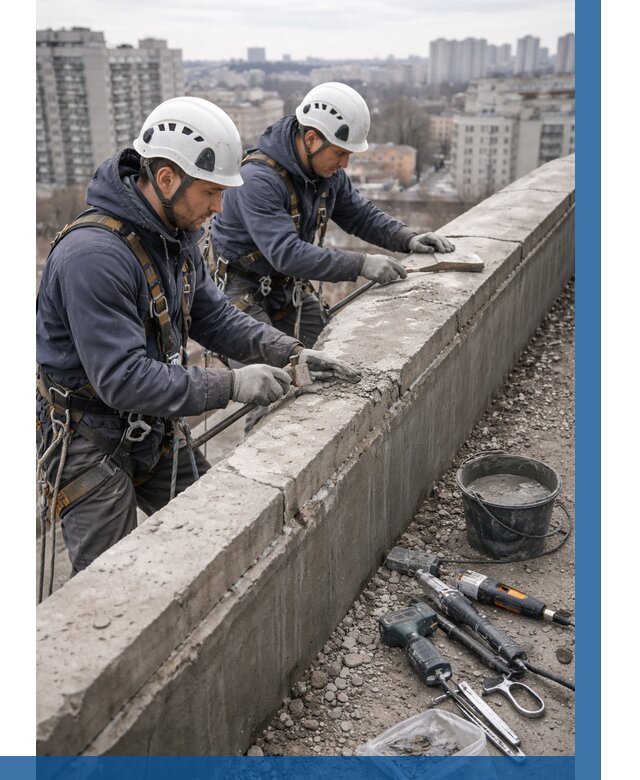 Ремонт парапета на кровле в Якутске от 1562 р. | ВЫСОТНИК-Ктс