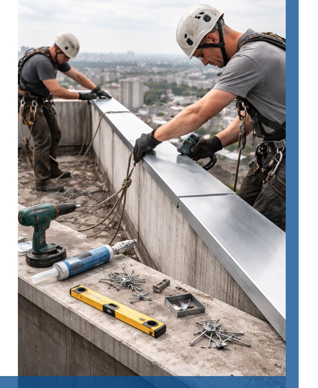 Монтаж парапетных крышек в Якутске от 833 р. | ВЫСОТНИК-Ктс