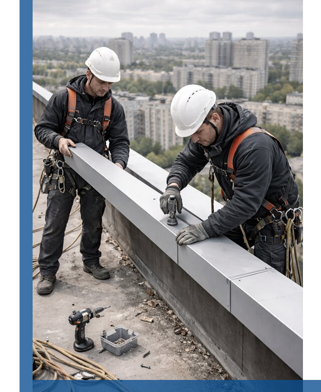 Монтаж парапетных крышек и ограждений кровли в Якутске