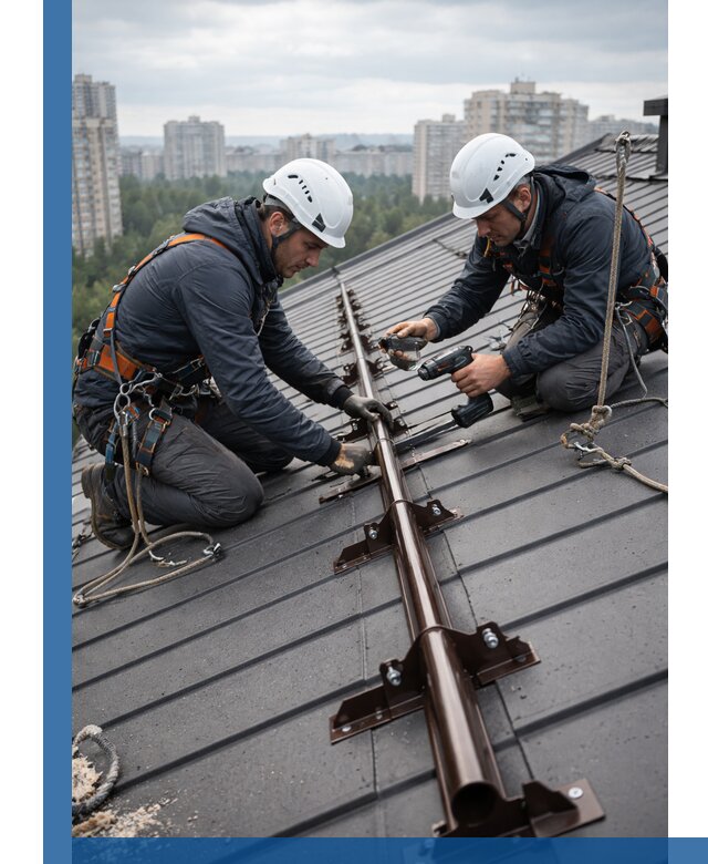 Монтаж снегозадержателей на кровле зданий в Якутске под ключ