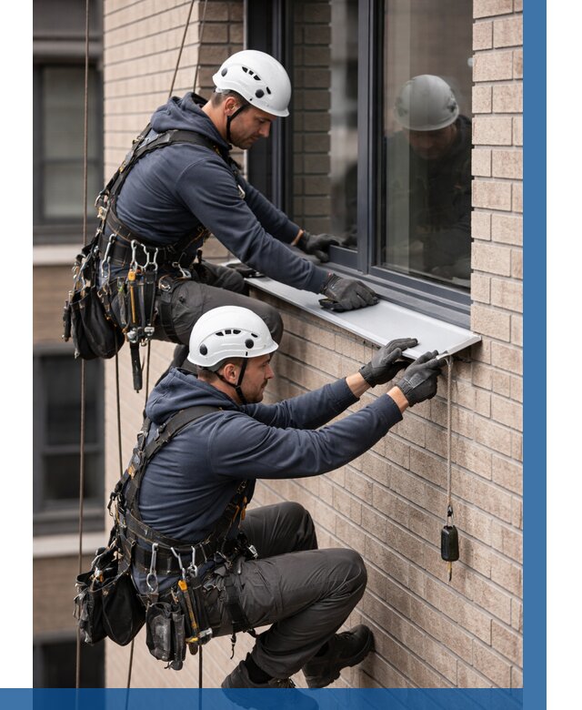 Монтаж оконных отливов под ключ в Якутске от 3645 р. | ВЫСОТНИК-Ктс