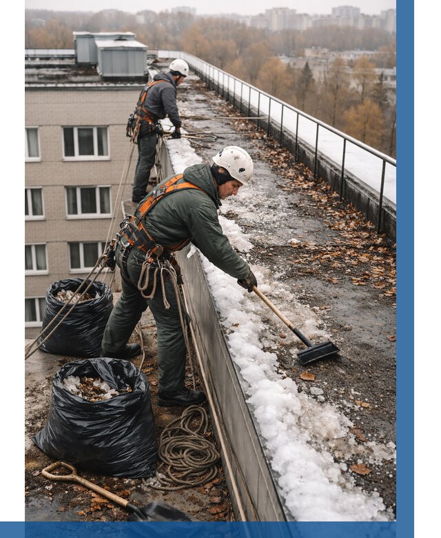 Очистка кровли по периметру в Якутске от 573 р. | ВЫСОТНИК-Ктс