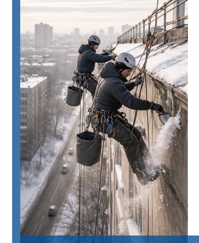 Очистка карнизов от снега в Якутске профессионально и безопасно
