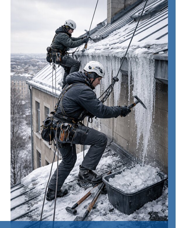 Удаление наледи с кровли в Якутске от 5728 р. | ВЫСОТНИК-Ктс