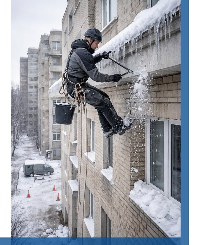 Удаление наледи с карнизов в Якутске от 365 р. | ВЫСОТНИК-Ктс