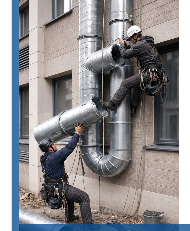 Монтаж фасадных воздуховодов в Якутске с герметизацией и крепежом