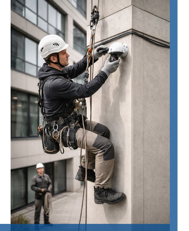 Монтаж камер видеонаблюдения на фасаде в Якутске от 8853 р.-ВЫСОТНИК-Ктс