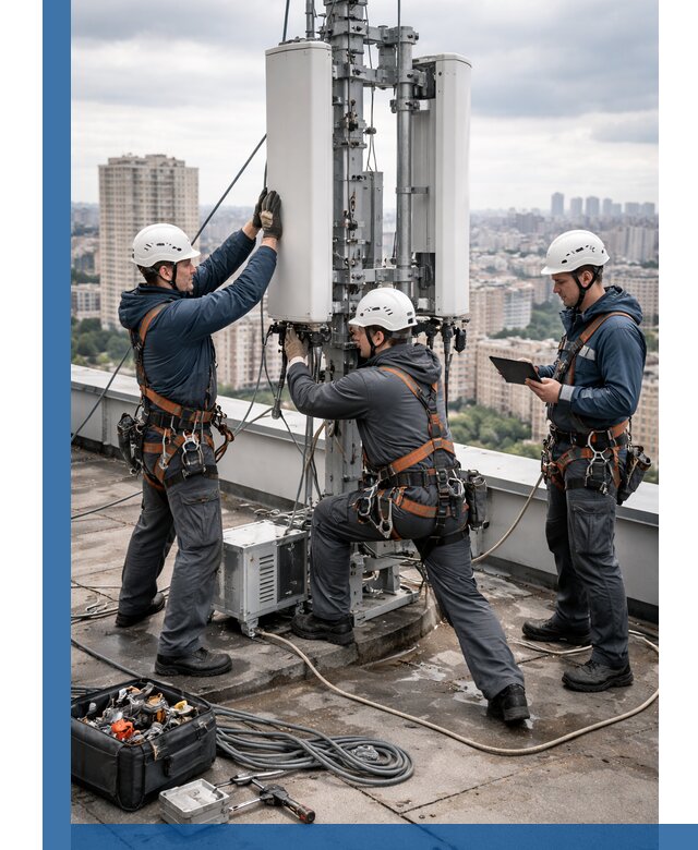 Монтаж антенн связи на крыше в Якутске с вводом в эксплуатацию