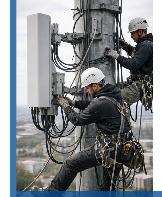 Монтаж оборудования связи на мачте в Якутске с пусконаладкой