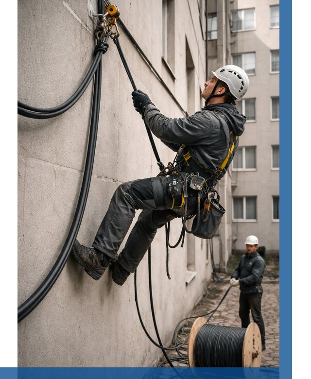 Протяжка кабеля питания на высоте в Якутске от 469 р. | ВЫСОТНИК-Ктс