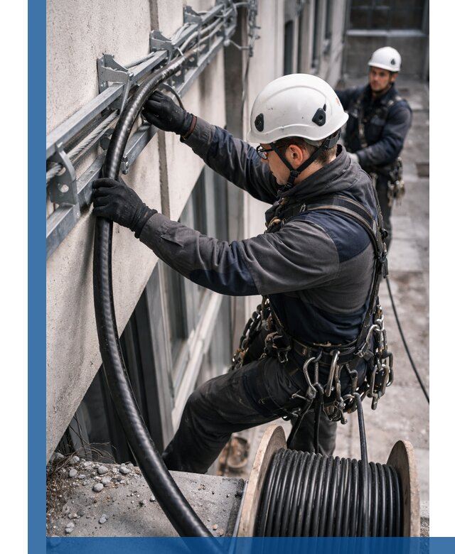 Протяжка кабеля питания на высоте в Якутске с гарантией безопасности и качества