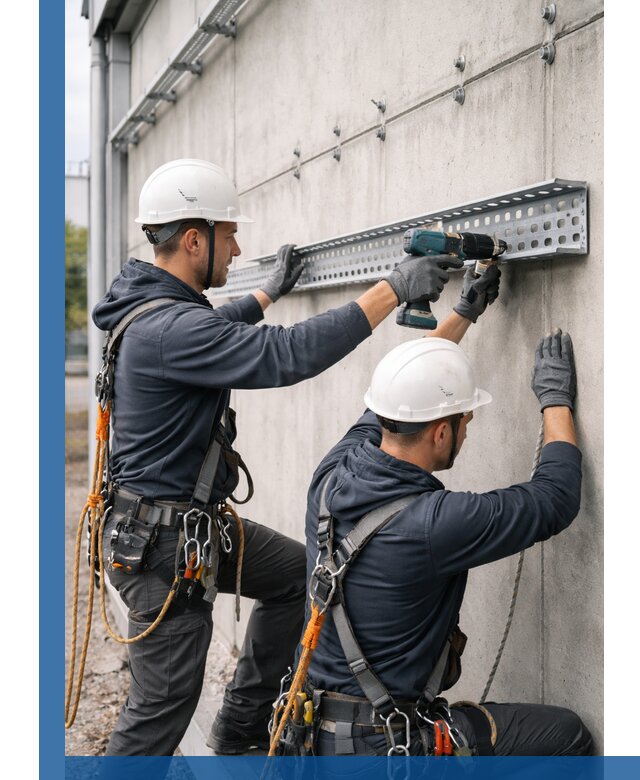 Монтаж кабельных лотков на фасаде зданий в Якутске с гарантией