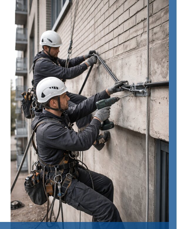 Крепление кабеля на фасаде в Якутске от 365 р. | ВЫСОТНИК-Ктс