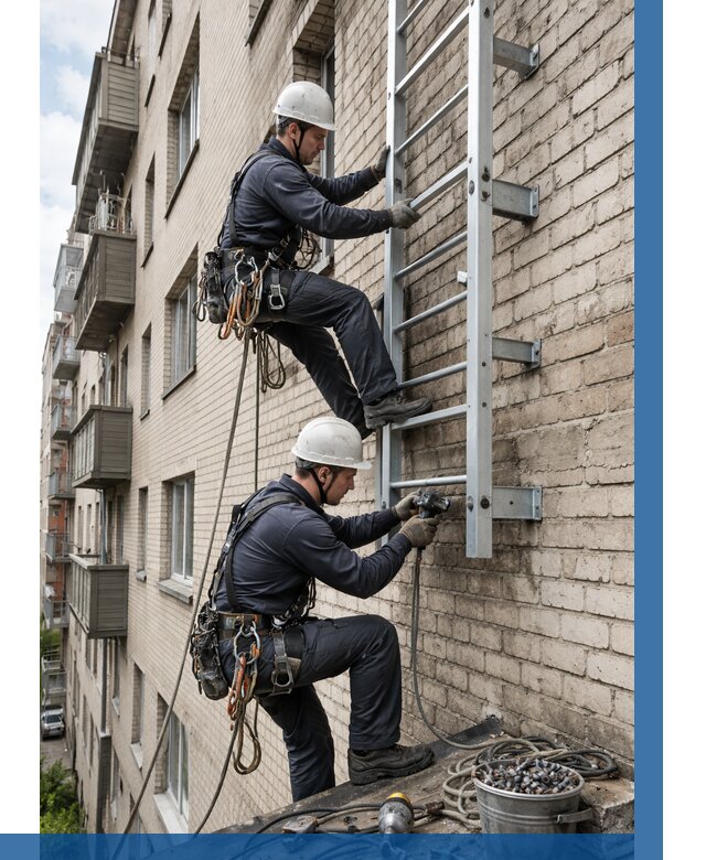 Монтаж пожарной лестницы в Якутске от 26038 р заказать у ВЫСОТНИК-Ктс