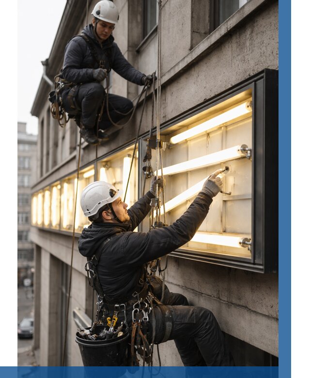 Замена ламп в вывеске в Якутске под ключ от 3645 р. | ВЫСОТНИК-Ктс