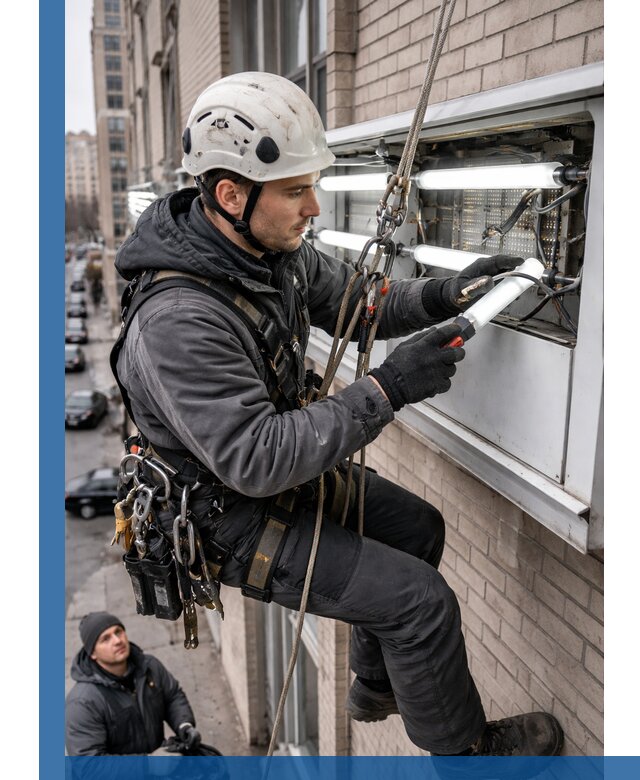 Профессиональная замена ламп в наружной вывеске в Якутске