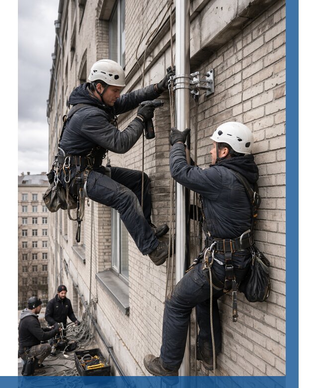 Монтаж флагштока на здании в Якутске от 6770 р. | ВЫСОТНИК-Ктс