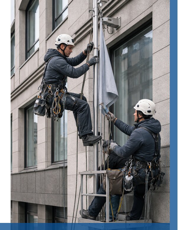 Установка флагов на фасаде в Якутске от 4687 р. | ВЫСОТНИК-Ктс