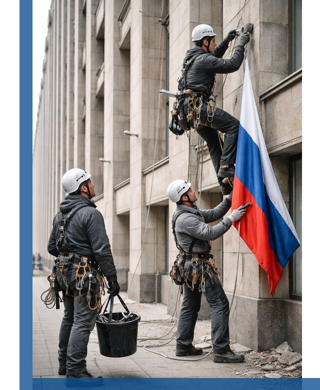 Профессиональная установка флагов на фасаде в Якутске