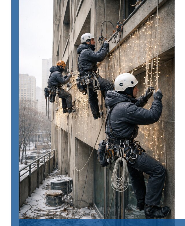 Монтаж новогодней иллюминации и украшение фасадов в Якутске