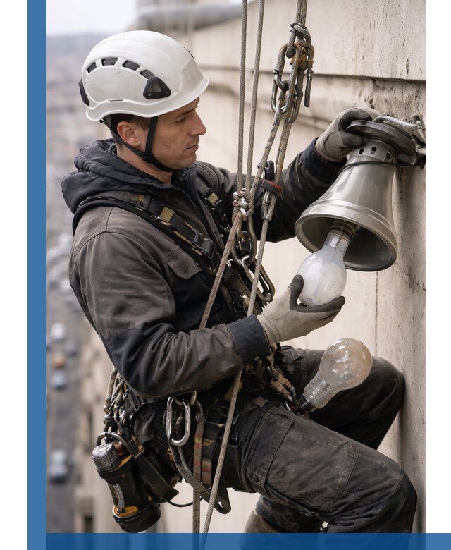 Замена ламп на высоте в Якутске профессионально и быстро