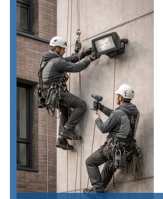 Профессиональный монтаж фасадных прожекторов в Якутске под ключ