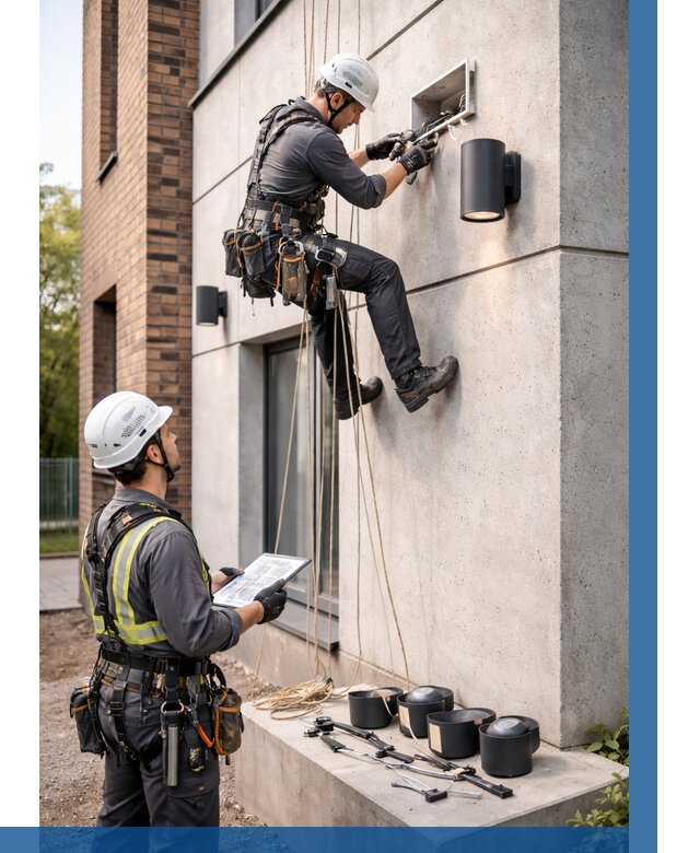 Монтаж фасадного освещения в Якутске от 2604 р. | ВЫСОТНИК-Ктс