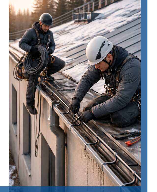 Монтаж греющего кабеля на кровле в Якутске от 469 р. | ВЫСОТНИК-Ктс