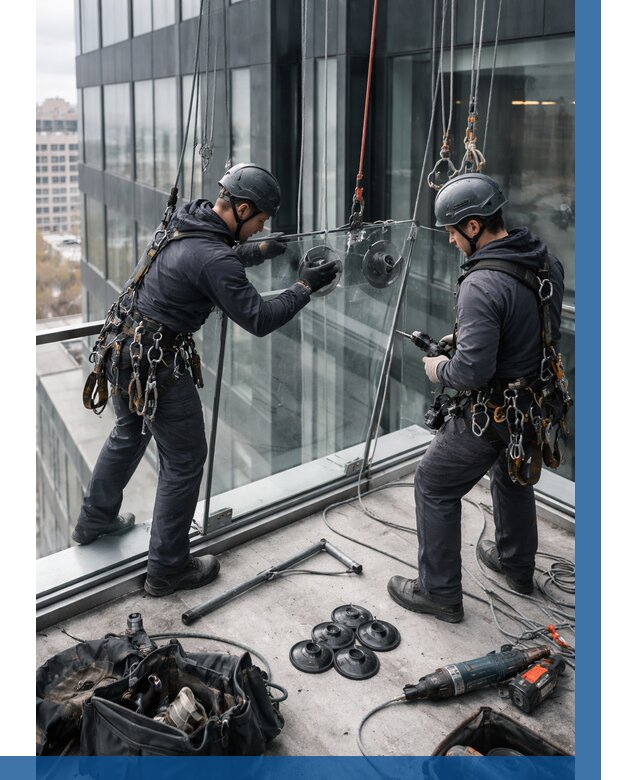 Монтаж стеклянных ограждений в Якутске от 2604 р. | ВЫСОТНИК-Ктс