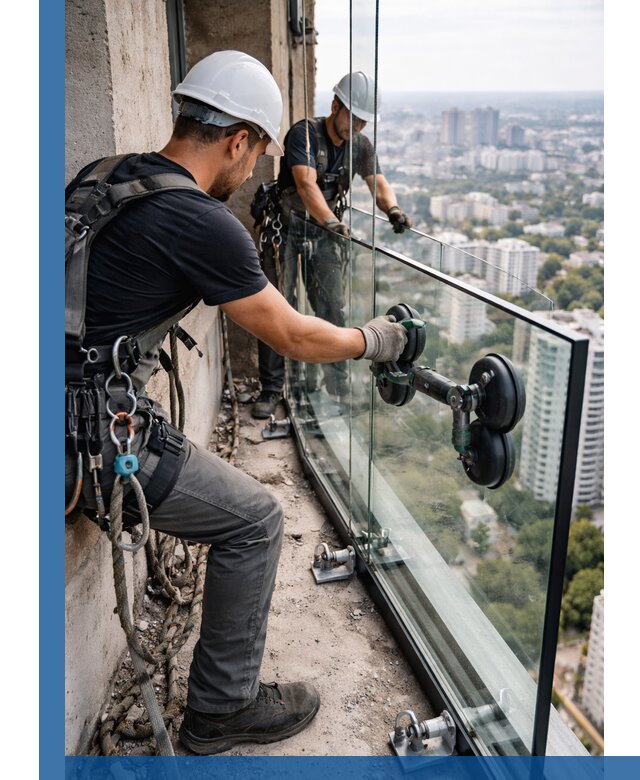 Монтаж стеклянных ограждений под ключ с гарантией в Якутске