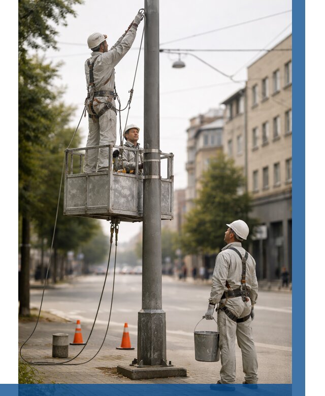 Покраска опор освещения в Якутске от 5208 р. | ВЫСОТНИК-Ктс