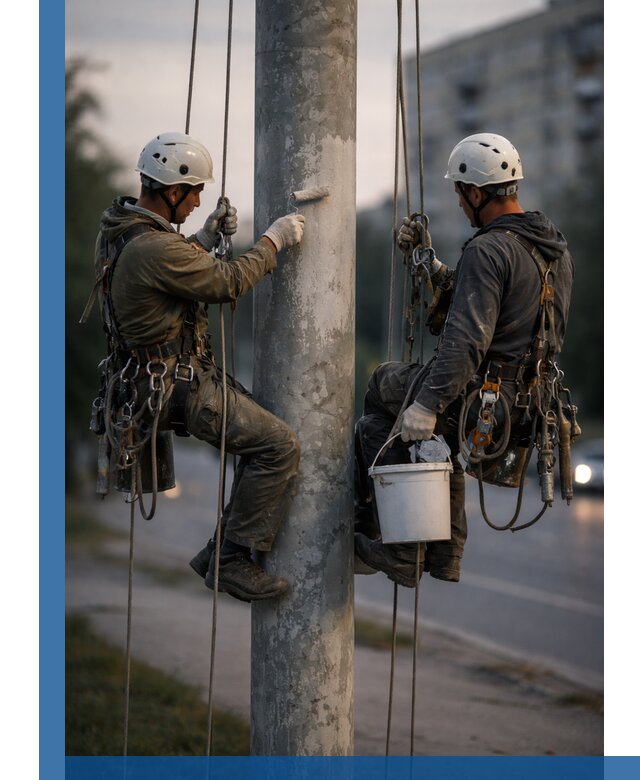 Покраска опор освещения и антикоррозийная защита в Якутске