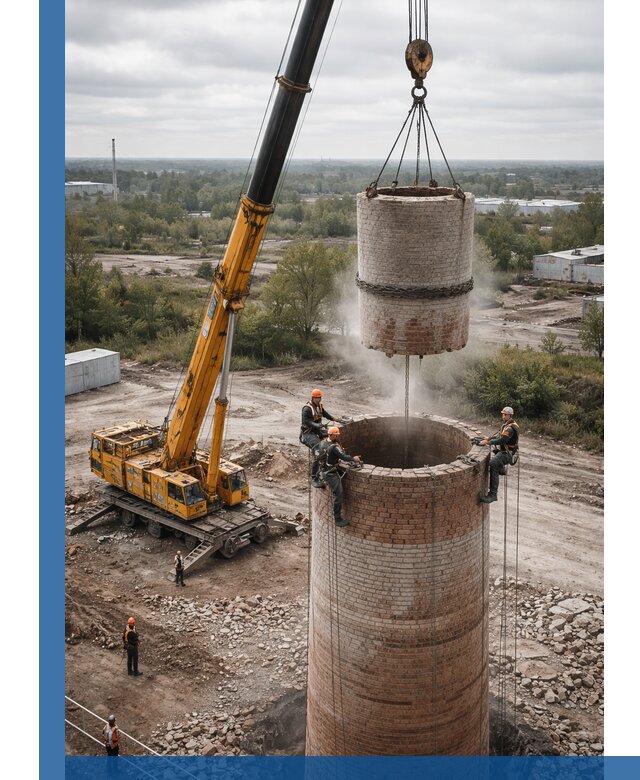 Демонтаж дымовой трубы в Якутске с гарантиями безопасности