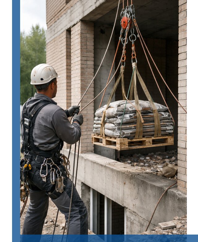Подъем материалов на этаж веревками в Якутске оперативно