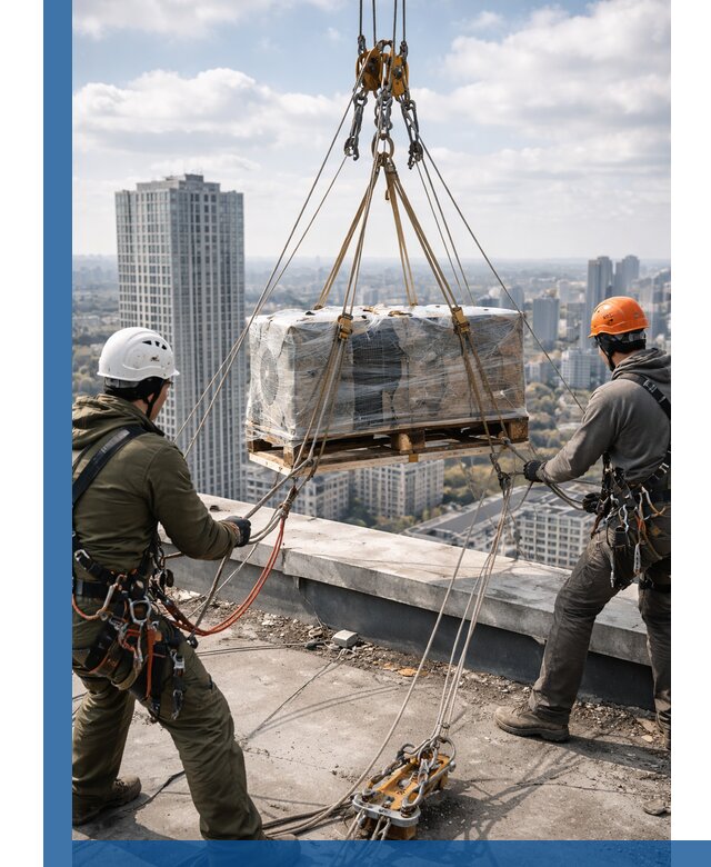 Подъем и монтаж крупногабаритных грузов на крышу в Якутске