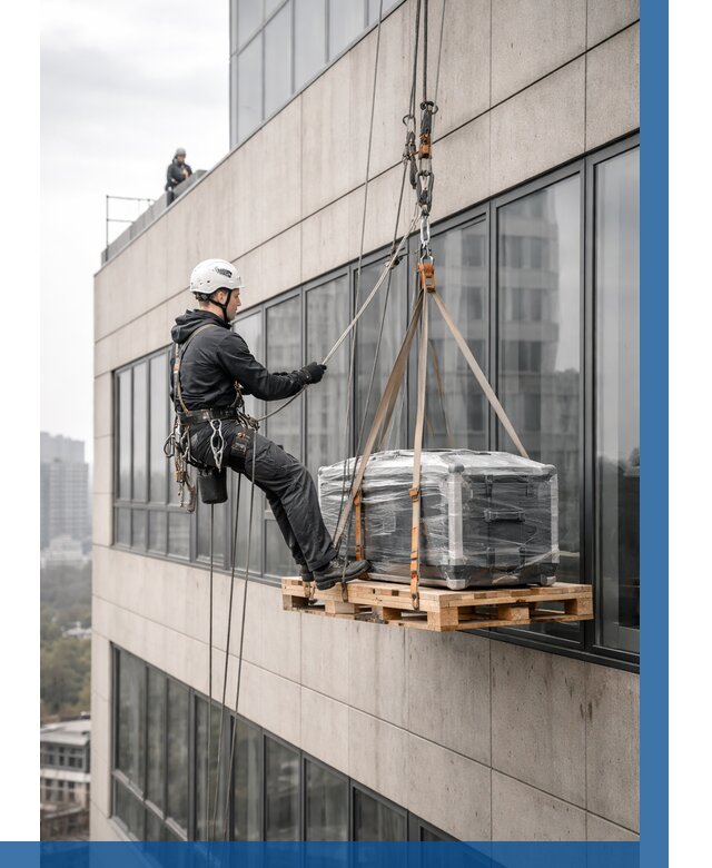 Спуск груза по фасаду в Якутске от 3645 р. | ВЫСОТНИК-Ктс